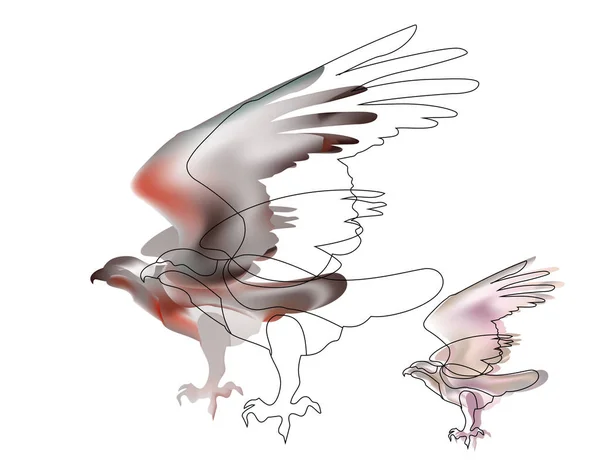 権力と自由の象徴として飛行中の火鳥ワシ — ストックベクタ