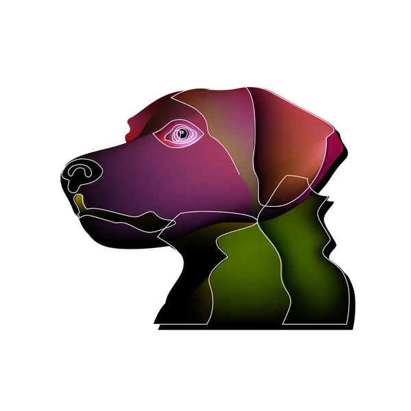 犬のグッズの幻想的な肖像画 犬頭クローズ アップ メッシュ — ストックベクタ