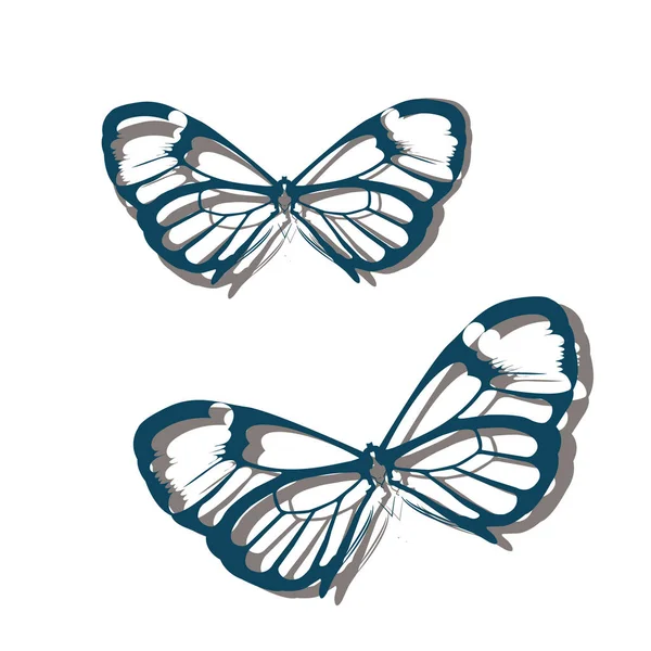 Silhouette Delicate Farfalle Sfondo Modello Geometrico Insetti Farfalle — Vettoriale Stock