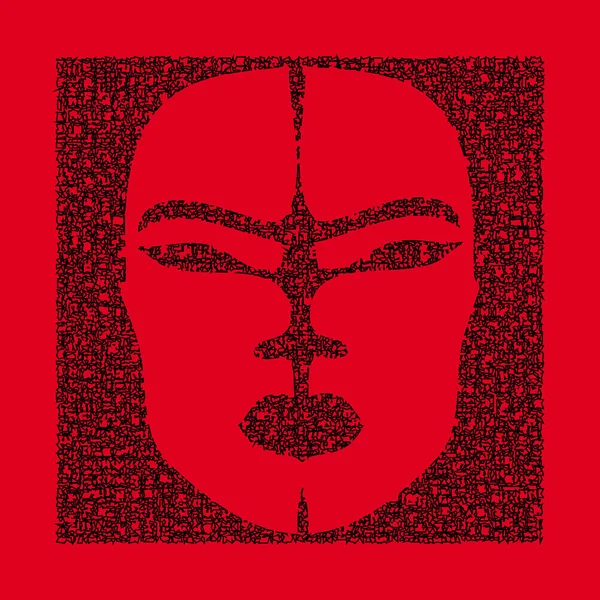 アフリカのマスクの抽象的なモザイクや飾り ハロウィンあたり血の儀式 — ストック写真