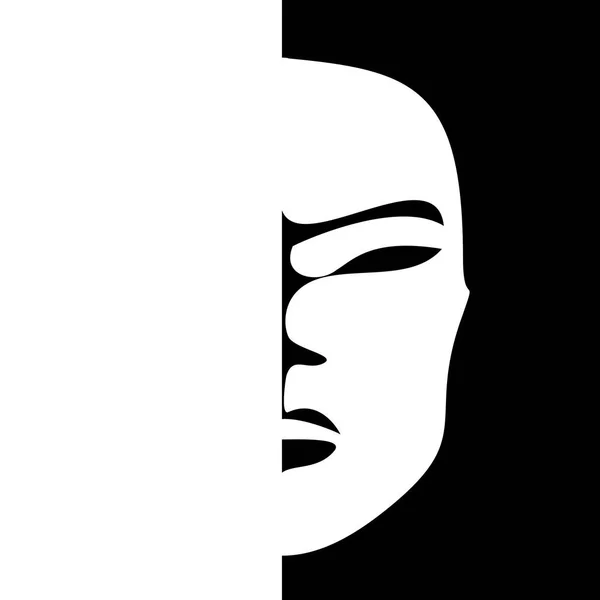 Abstraktní Africká Maska Mozaikami Ornamenty Černá Bílá Rituál Halloween — Stockový vektor