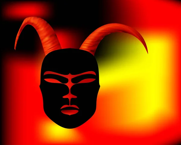 Gehoornde Masker Rituele Antieke Afrikaanse Stijl Zwart Masker Met Gouden — Stockvector