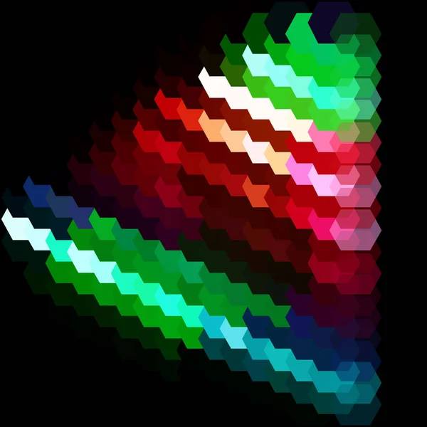 在霓虹灯颜色的阴影建设性的几何图案 抛光数字世界中的风格 — 图库矢量图片