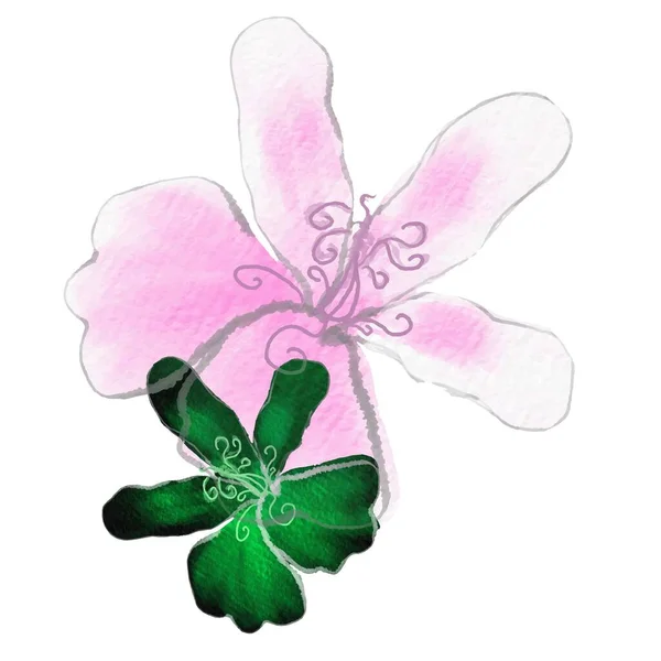 Aquarelpatroon Roze Bloemblaadje Vectoriseerde Aquareltekening Roze Bloemen — Stockvector