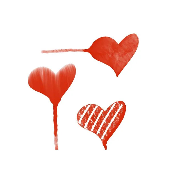 Набір Дивних Акварельних Графічних Сердець Комп Ютерна Графіка Ілюстрація — стоковий вектор