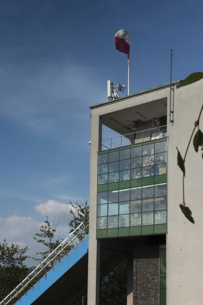 Polen Weiß Rote Flagge Über Dem Turm Der Schanze Wisla — Stockfoto