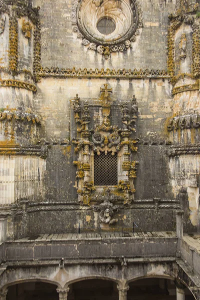 Fachada Convento Cristo Com Sua Famosa Intrincada Janela Manuelina Castelo — Fotografia de Stock