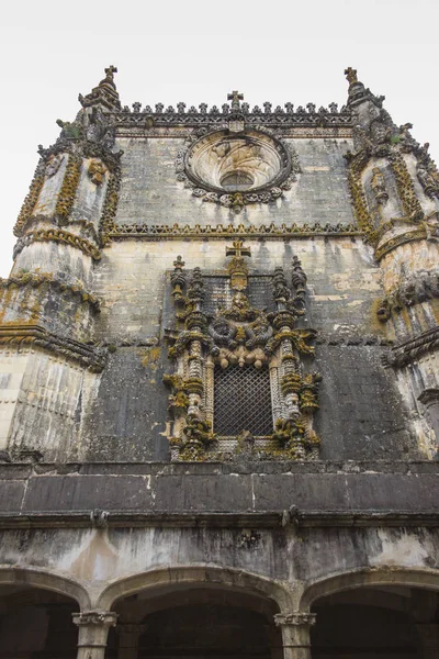 Fachada Del Convento Cristo Con Famosa Intrincada Ventana Manuelina Castillo — Foto de Stock