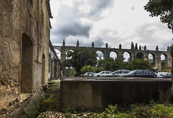 Vízvezeték Közelében Középkori Vár Templomos Kolostor Tomar Portugália — Stock Fotó