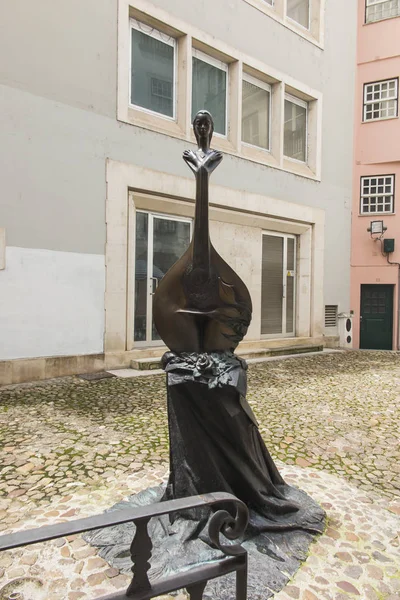 Coimbra Portugal June 2018 Monument Woman Resembling Shape Guitar Street — Stock Photo, Image