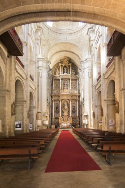 Santiago de Compostela, İspanya, 14 Haziran 2018: bir Fransisken kilisesi, Santiago de Compostela İspanya iç