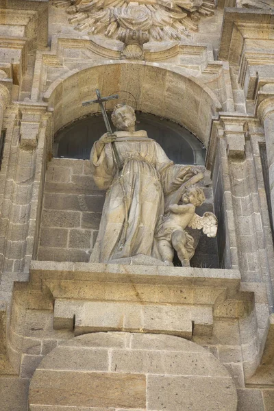 Saint Francis Statue Facade Franciscan Church Santiago Compostela Spain — Stock Photo, Image