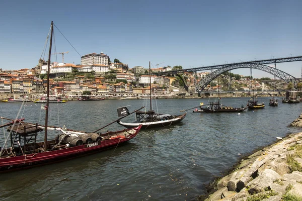 Porto Portugal Juni 2018 Panorama Över Flodmynningen Douro Och Staden — Stockfoto