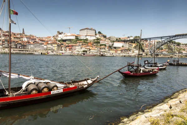 Porto Portugal Juni 2018 Panorama Över Flodmynningen Douro Och Staden — Stockfoto