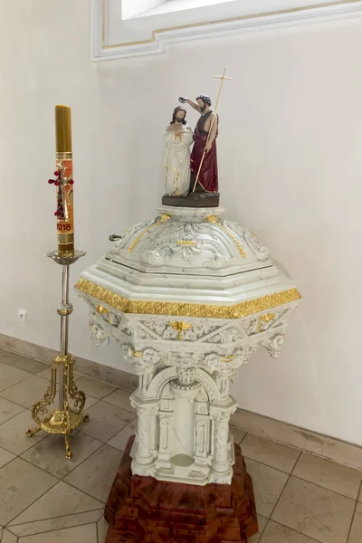 Kamien Slaski Polônia Agosto 2018 Old Baptismal Font Jack Church — Fotografia de Stock