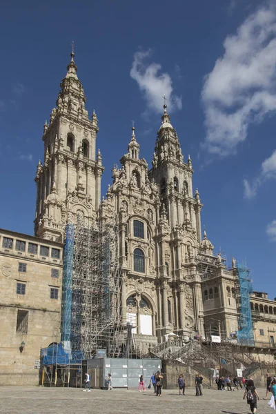 Santiago Compostela Cathedral Saint James Spain Visible Construction Renovation Works — Stock Photo, Image