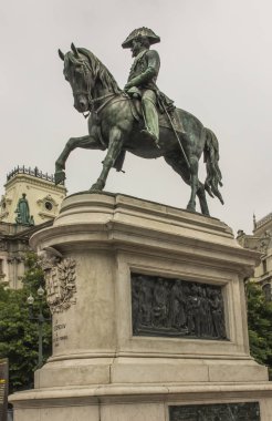 Porto, Portekiz, 15 Haziran 2018: Heykel, D. Pedro IV şehrin Porto, Portekiz özgürlük meydanında bulunan atlı.