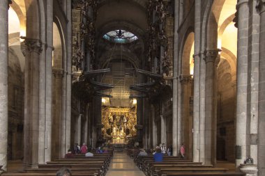 Santiago de Compostela, İspanya, 14 Haziran 2018: Santiago de Compostela İspanya katedral büyük tütsü brülör