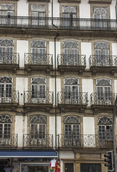 Azulejo Tegels Typische Gevel Van Gebouw Afwerking Van Vele Gebouwen — Stockfoto