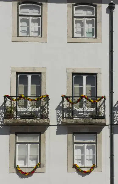 Fragment Der Hausfassade Werk Des Ältesten Lisbon Alfama Als Hintergrund — Stockfoto
