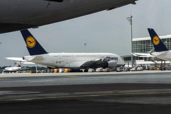 Monachium Niemcy Czerwca 2018 Samolotu Airbus 380 Stałych Linii Lufthansa — Zdjęcie stockowe