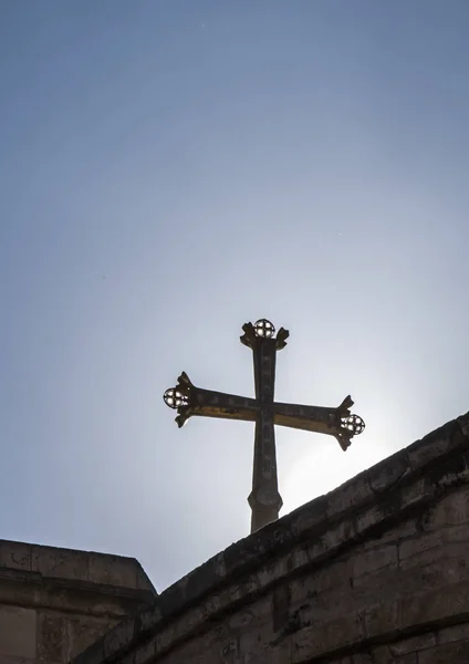 Kříž Střeše Baziliky Boží Hrob Jeruzalémě — Stock fotografie