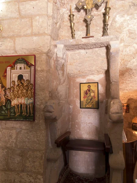 Burqin Palestine Julho 2015 Fragmento Interior Uma Igreja Cristã Muito — Fotografia de Stock
