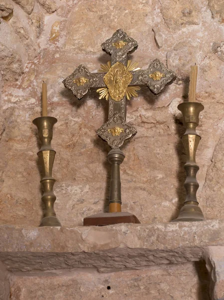 Burqin Palestine Juillet 2015 Fragment Intérieur Une Très Vieille Église — Photo