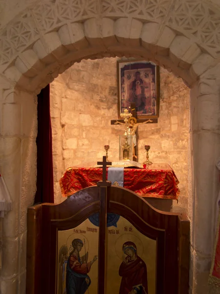 Burqin Palestine Juillet 2015 Fragment Intérieur Une Très Vieille Église — Photo