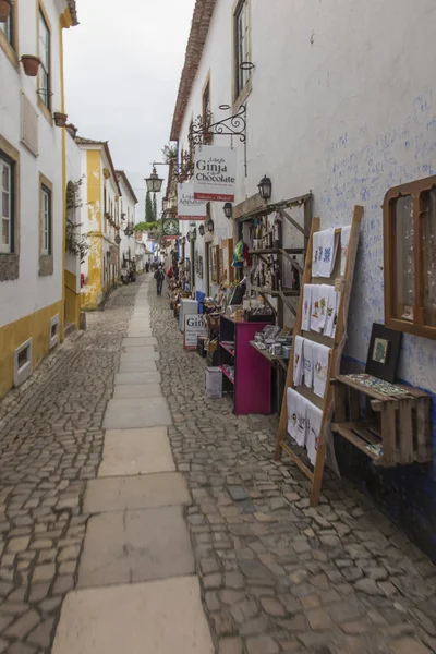 Obidos Portugal Juni 2018 Street Handel Smalle Straat Van Oude — Stockfoto