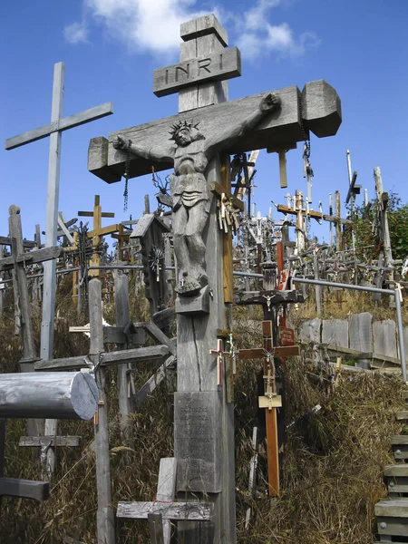 Hill Crosses Hill Located Several Kilometers North Szawla Town Meszkucie — Stock Photo, Image