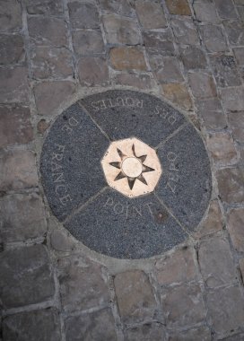 Point zero - the center of the city of Paris on the square in fr