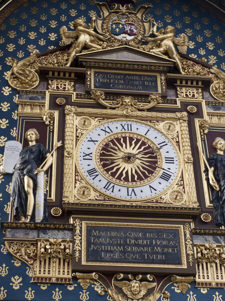 The oldest Parisian clock hanging on the wall of the Conciergeri