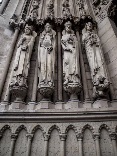 Fragment of the front elevation with the entrance to the Notre D — Stock Photo, Image