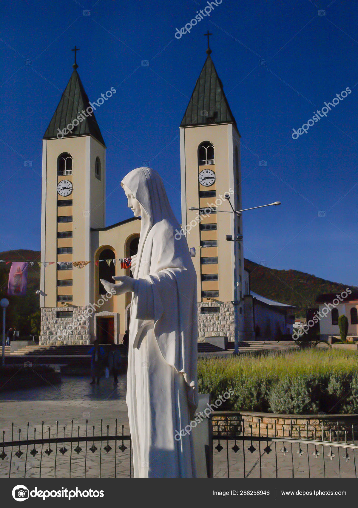 Church And Statue Of Madonna In Medjugorje A Place Of Pilgrimag Stock Photo C Rparys