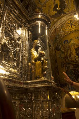 Montserrat, İspanya, 23 Haziran 2019: Montserr Our Lady heykeli