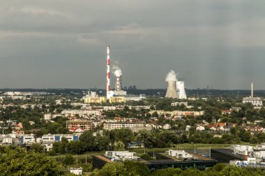 Krakus Höyüğü Polonya'dan modern ve tarihi Krakow görünümü