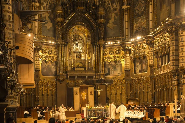 Montserrat Spain June 2019 Interior Basilica Montserrat Spain Statue Black — Stock Photo, Image