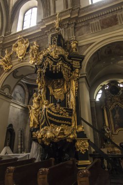 Tyniec, Krakow, Polonya, 3 Ağustos 2019: Kilisenin içi