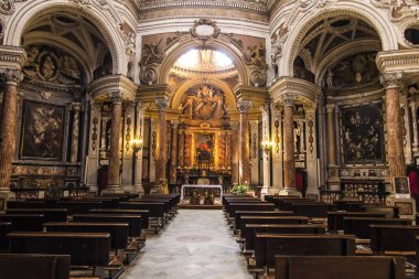 Torino, İtalya, 27 Haziran 2019: Kraliyet Kilisesi. Wawrzyniec içeri