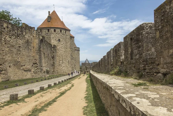 Carcasson fortificated castle is a UNESCO world heritage site, — Stock Photo, Image