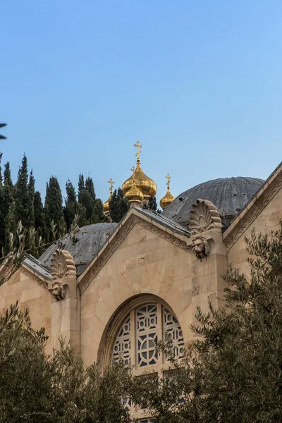 黄金のドーム 聖マリア マグダラのマリアの正教会イスラエル エルサレムのオリーブ山 — ストック写真