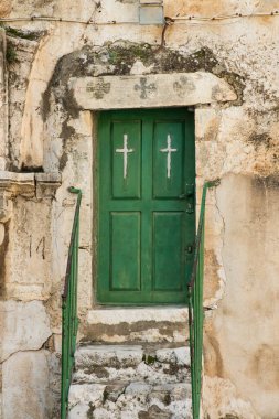 Kudüs, İsrail 'deki Kutsal Mezar Bazilikası' nın kompleksinin bir parçası olan Coptic ve Etiyopya 'daki eski binalar