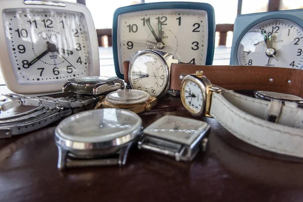 Kalety Poland April 2020 Several Old Watches Alarm Clocks Grouped — Stock Photo, Image