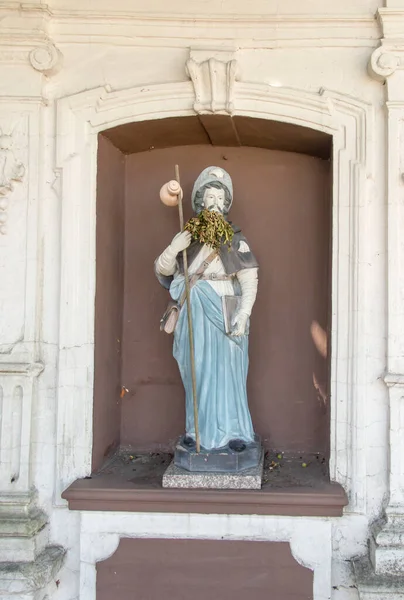 Статуэтка Святого Иакова Помещена Паломническом Маршруте Сантьяго Компостела Камино Возле — стоковое фото