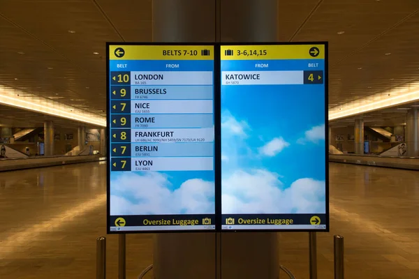 Tel Aviv Israel January 2020 イスラエルのテルアビブ空港でテープ番号サイン 手荷物受取所 — ストック写真