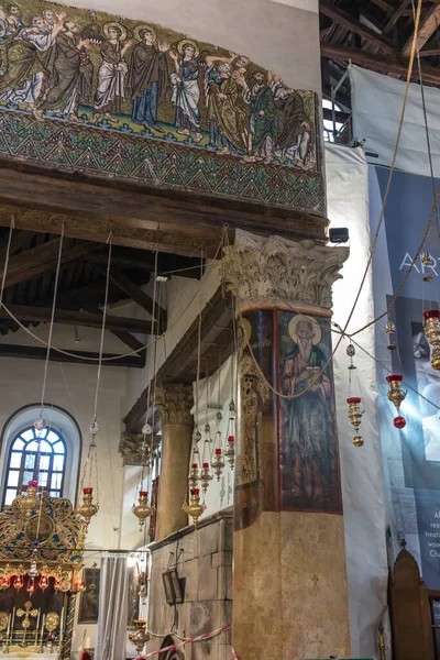 Bethlehem Palestine January 2020 Fragment Renovated Interior Basilica Nativity Bethlehem — Stock Photo, Image