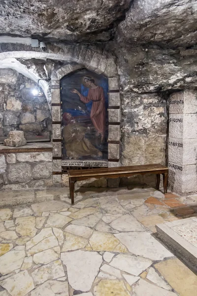 Bethlehem Palestina Janeiro 2020 Caves Basilica Nativity Bethlehem Pintura Anjo — Fotografia de Stock