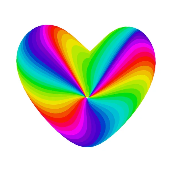 Colorful Bright Neon Rainbow Heart Symbol Isolated White — Stock Vector