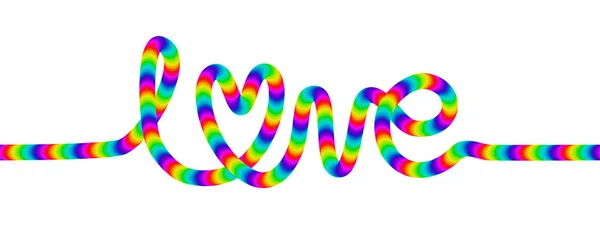Láska Dekorační Rainbow Písmo Kurzíva Písmo Izolované Bílém — Stockový vektor